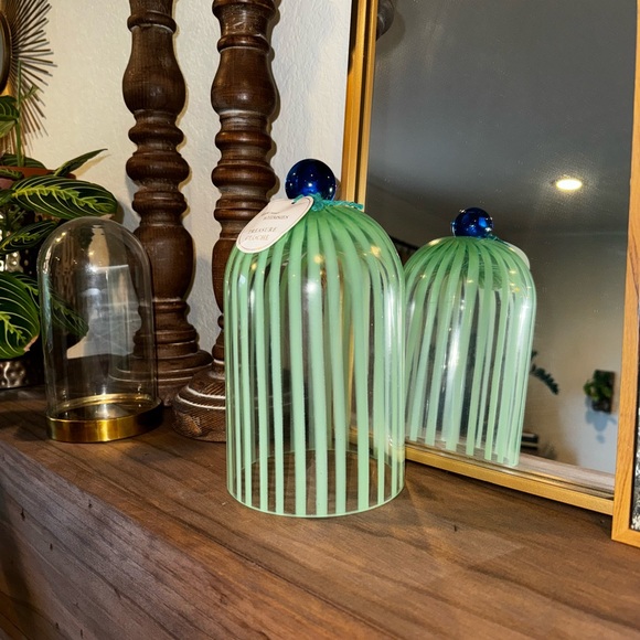 Anthropologie Other - Anthropologie NEW Pietro Glass Cloche Blue Green Decor Holiday